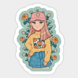 The Girl and Sunflowers (Ver. 2) Sticker